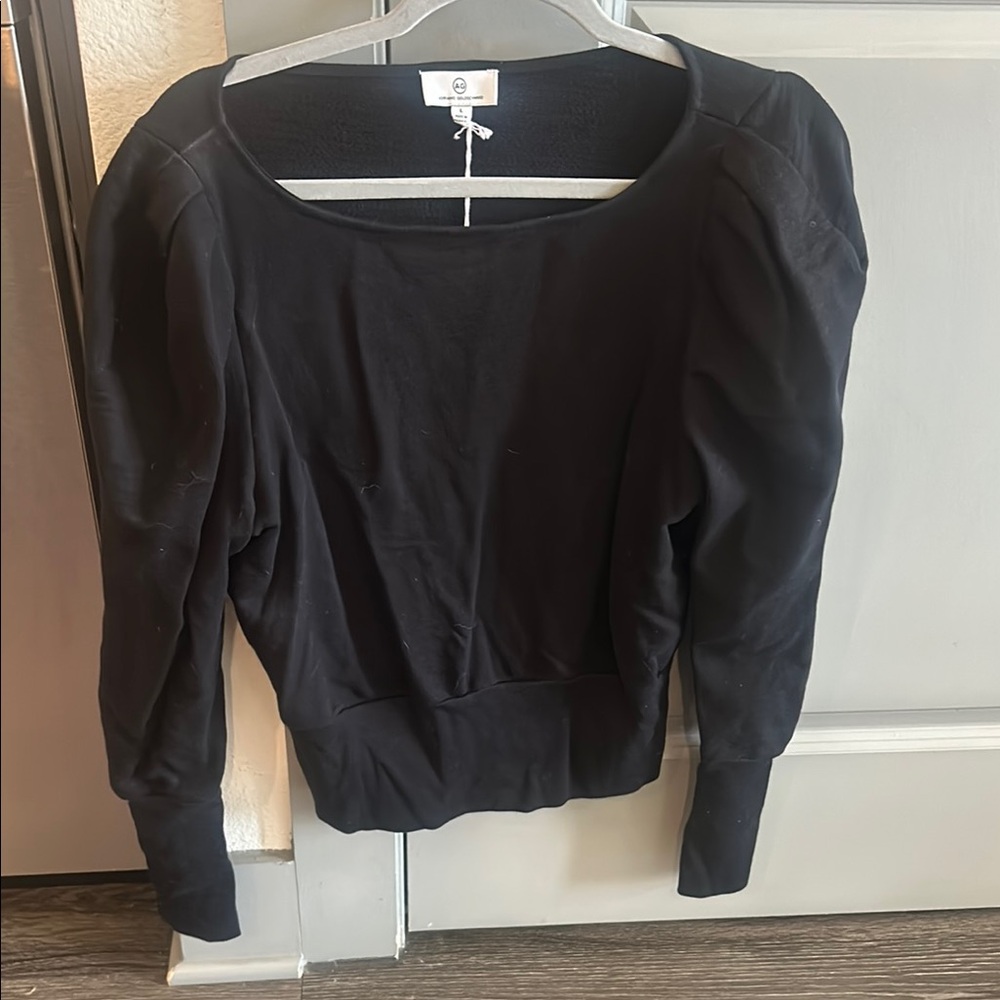 Ag Adriano Goldschmied Black Boxy 3/4 Sleeve Sweatshirt